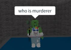 a cartoon character holding a fishing rod in front of a sign that says who is murdered