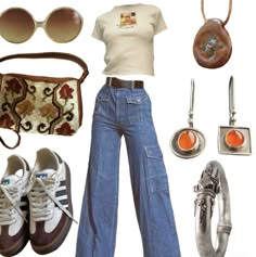 Retro Cool Outfits, Casual 70s Outfits Summer, 70s Outfit Casual, The Notebook Inspired Outfits, 70s Wardrobe Essentials, 70s School Outfits, Outfits With White Background, 70s Capsule Wardrobe, Retro Outfits 70s Style Women