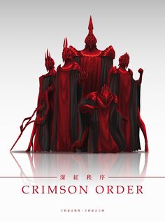 the poster for crimson order is shown with red and black figures in front of them