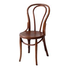 a wooden chair with curved back and seat