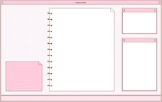 a pink planner book with two pages on each side and one page in the middle