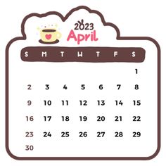 a calendar for the month of march with coffee mugs on it's side