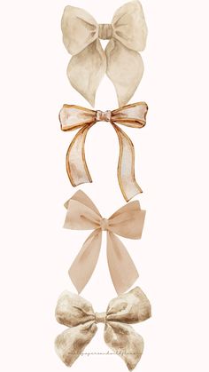 three bows are shown on top of each other, and one is white with gold