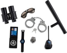 PRICES MAY VARY. Feel like a true cop - the police set includes; tinted glasses, police badge, deputy id, handcuffs with keys, radio, wristwatch, binoculars and nightstick. Cops and robbers - all the cop accessories are authentic and look like a real policemans . He will love playing with this accessory set. Designed to last - the police accessories is made with high quality material for utmost durability. The set is designed to last through all adventures. Great for halloween - impress everyone Funny Group Costumes, Police Accessories, Police Toys, Kids Police, Police Costume, Cops And Robbers, Tinted Glasses, Police Badge, Role Play