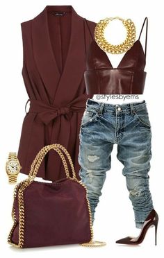 Burgundy Top Outfit, Top Outfit Ideas, Burgundy Top, Top Outfit, Rolex Watch, Blazer Vest, Bra Top