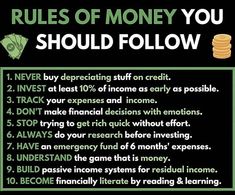 the rules of money you should follow to make sure that it's not going down