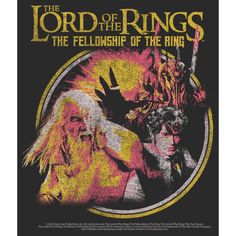 the lord of the rings movie poster with an image of two men and one woman