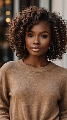 Golden Ombre Afro for Fall Hair Colors Dark Skin Brown 🍂 Highlights For Dark Brown Hair Curly Black Women, Ombre Brown Hair Black Women, Chocolate Brown Hair Color Black Women Curly, Fall Hair Colors African American Women, African American Fall Hair Color, Ombre Afro, Dark Skin Fall Hair Color, Golden Ombre, Fall Hair Colors Dark