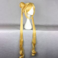 Item Function: 1. Good Quality: Gold Tone wigs for women with stylish design and outstanding looking. Made of heat resistant synthetic fiber, soft touch, and natural looking, just like your own real hair. Wigs for women with very stylish designs and pretty looking, make you more beautiful and confident, you will get tons of compliments with this cute wig. The comfortable wig cap with 2 adjustable straps, you can adjust its size to fit your head. The size fits most people. 2. Breathable Net: Brea Bangs With Ponytail, Sailor Moon Wig, Wavy With Bangs, Cheap Human Hair Wigs, Bangs Ponytail, Cheap Costumes, Wig Blonde, Ponytail Wig, Sailor Moon Cosplay