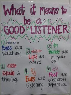 a sign that says what it means to be a good listener with other words