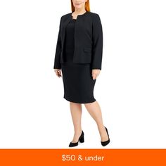 in stock Classic Knee-length Spring Outerwear, Knee-length Spring Office Outerwear, Knee-length Spring Outerwear For Office, Tailored Knee-length Spring Outerwear, Plus Size Business, Plus Size Cardigan, Business Casual Work, Le Suit, Plus Size Cardigans