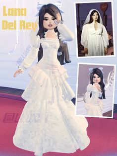 an image of a woman in a wedding dress on the red carpet with other photos