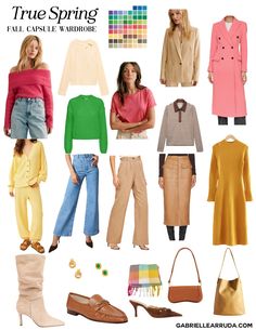 True Spring Fall Outfits, True Spring Winter Outfits, Warm Spring Outfits Color Palettes, Spring Palette Outfits, True Spring Color Palette Outfits, True Spring Outfits, Fall Wardrobe Ideas, Bright Spring Clothes, Warm Spring Color Palette