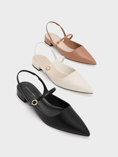 Black Slingback Mary Jane Flats - CHARLES & KEITH US Flat Occasion Shoes, Classy Footwear Women, Office Wear Footwear Women, Formal Shoes For Women Office, Flat Formal Shoes Women, Pretty Shoes Aesthetic, Formal Sandals For Women, Classy Sandals Flats, Elegant Flat Heel Slingback Sandals With Buckle Closure