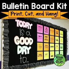 bulletin board with words and pictures on it