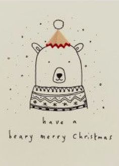 a christmas card with a bear wearing a hat