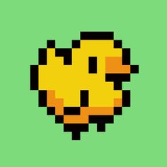 an old school computer game character in yellow and black pixel art style on green background