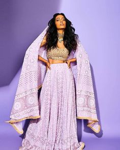 Lavender Bridal Lehenga, Lavender Colour Lehenga, Bridal Lehenga Ideas, Lavender Lehenga, Clothes For Wedding, Lavender Outfit, Chikankari Lehenga, Lavender Colour