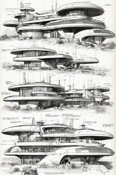 an architectural drawing shows the different types of houses and their functions in construction, from top to bottom