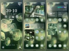 an iphone screen with jellyfishs and other things in the background, including photos