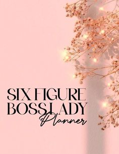 a pink background with the words six figure boss lady planner written in black on it