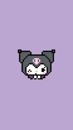 an animal face is shown in the style of pixel art, on a purple background