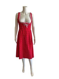 Rose Dirndl dress , size 40, chest 92 cm, waist 72 cm, length 109 cm . Cotton . Perfect condition Dirndl Dress, Line Dress, Vintage Rose, Vintage Roses, Dress Clothes For Women, Red Floral, Lady In Red, A Line Dress, Sleeveless Dress