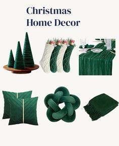 christmas home decor with green and white accessories