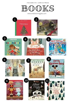 twelve christmas books for children to read in the holiday season, with text overlaying them