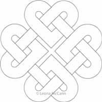 an intricate knot is shown in the shape of a heart, as well as two smaller circles