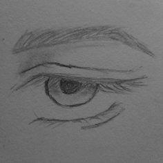 a drawing of an eye with the iris partially closed and part of the upper portion visible