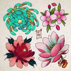 an image of flowers painted on paper