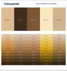 the color palette is shown in shades of brown, beige and light brown with different colors