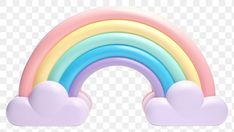 a rainbow shaped object with clouds on the bottom