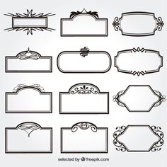 a set of black and white frames with decorative ornaments on them - csp879