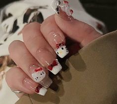 Paznokcie Hello Kitty, Hello Kitty Nail, Kitty Nail, Hello Kitty Nails, Y2k Nails