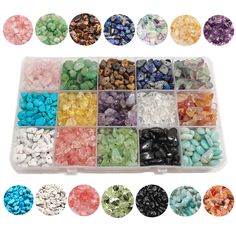 many colors of beads in a plastic container with different sizes and shapes to choose from