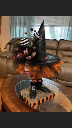 a halloween decoration on top of a coffee table