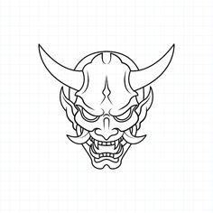 an animal's head with horns and fangs in the form of a demon face