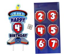 happy birthday sign and magnets with space shuttle on it for kids to play in