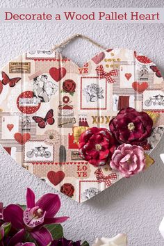 Wood Pallet Heart Decor How To Make Keychains, Mod Podge Crafts, Heart Projects, Valentine Day Boxes, Heart Decor, Napkin Design