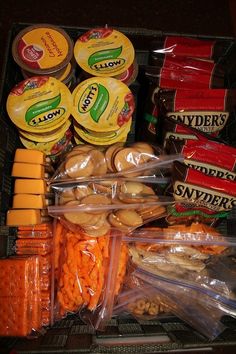 an assortment of food items in plastic containers