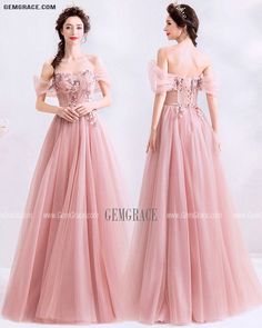 Spring A-line Gown With Fitted Bodice, Pink Fitted A-line Gown, Spring Prom Gown, Fitted A-line Feminine Gown, Feminine Fitted A-line Gown, Spring Dresses With Sweetheart Neckline And Sweep Train, Spring Tulle Gown Fitted, Spring Fitted Tulle Gown, Spring Banquet Dress With Sweep Train