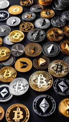 bitcoin coins are shown here in this photo