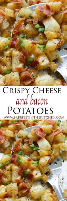 crispy cheese and bacon potato casserole is the perfect side dish for any meal