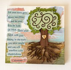 Tree Roots Scripture Art - New Beginning Designs Scripture Art Canvas, Scripture Collage, Laser Cut Tree, Canvas Display, Paint Techniques, Scripture Pictures, Wooden Canvas, Scripture Cards, Torn Paper