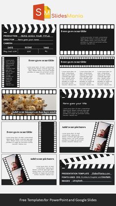 an image of a movie strip with the words slideshow on it and some pictures