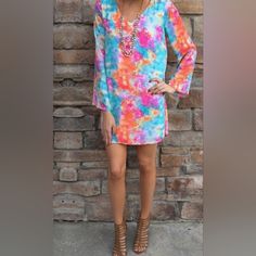 New With Tags, Fully Lined Bright Tye Die Multicolor Pastels Mini Dress. Long Flutter Sleeves Measures 21 Inches Pit To Pit, 35 Inches Long In Front, 37.Inches Long In Back 100% Polyester, Hand Wash #Festival #Bohemian #Preppy Colorful V-neck Mini Dress, Trendy Multicolor Spring Dresses, Flowy Multicolor Mini Dress For Brunch, Spring Tie Dye Long Sleeve Dress, Flowy Tie Dye Dresses For Spring, Casual Shift Mini Dress For Spring, Casual Spring Shift Mini Dress, Flowy Tie-dye Dresses For Spring, Spring Shift Mini Dress In Multicolor