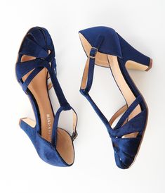 Navy Wedding Shoes Low Heel, Navy Wedding Shoes, Heels Unique, Fancy Footwear, Something Blue Wedding