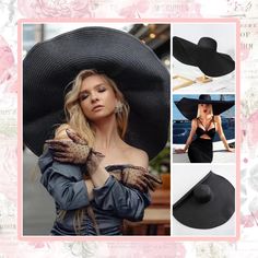 Unique Styles Boutique - Extra Large, Black, Floppy Hat Oversized. Great For Pool Parties Beach Summer Head Shade Cover. Very Boho Chic Guess Bebe Betsy Johnson, H&M Urban Outfitters Jessica Simpson Express Reformation Express Trendy Classy Elegant Fashion Style. Black Bucket Straw Hat For Beach Season, Black Bucket Sun Hat For Beach Season, Black Bucket Hat For Beach Season, Black Bucket Hat For Vacation, Black Summer Hats For Beach Season, Black Curved Brim Sun Hat For Summer, Black Summer Vacation Hat, Black Summer Hats For Pool, Black Straw Hat With Curved Brim For Pool